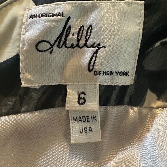 Milly of New York Cream and Black Floral Fit and Flare with Pockets Dress 6 - Picture 8 of 9